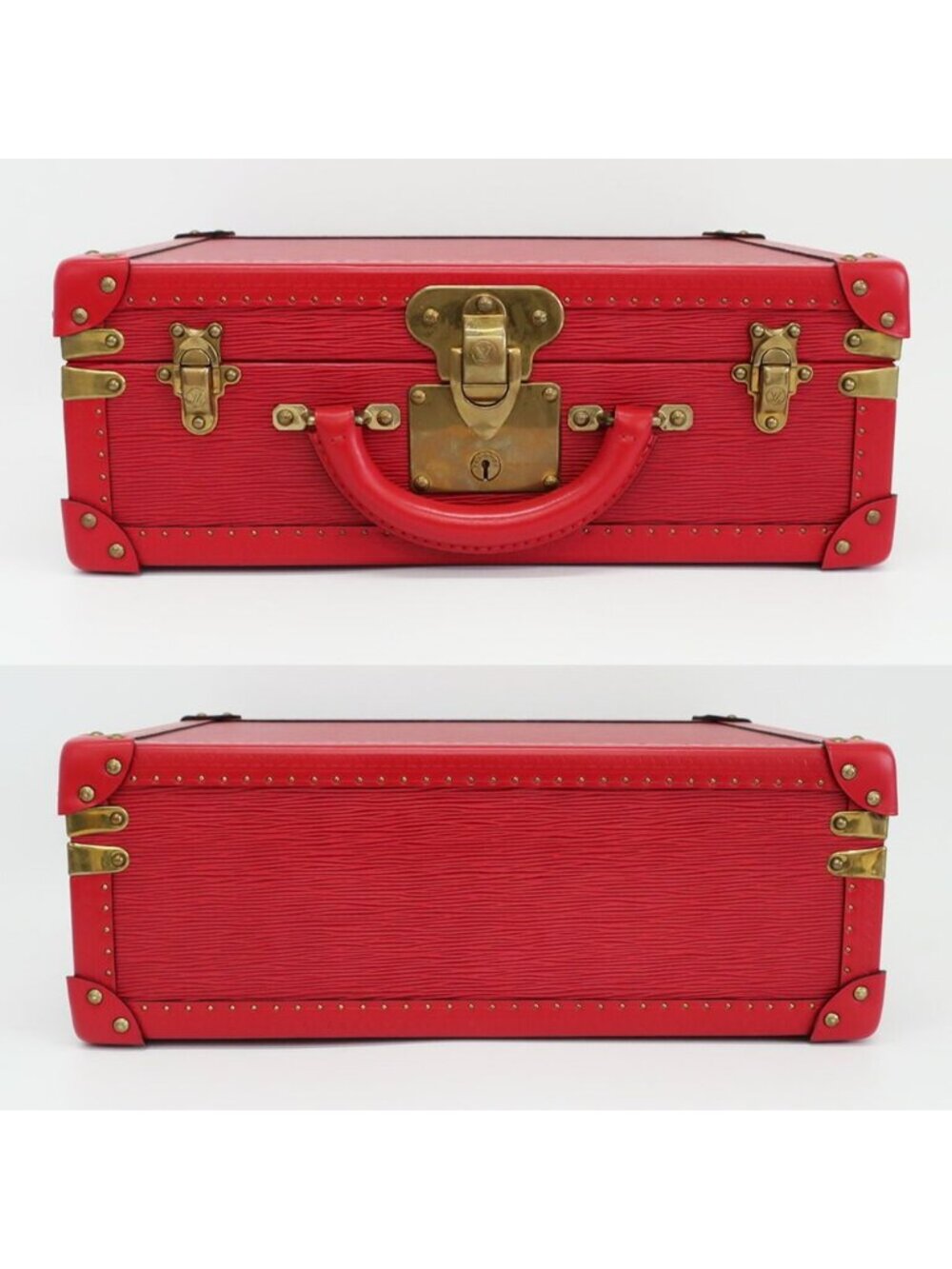 Louis Vuitton Ten Coteville 40 Trunk Case Epi Leather Red Gold Travel - Picture 3 of 10